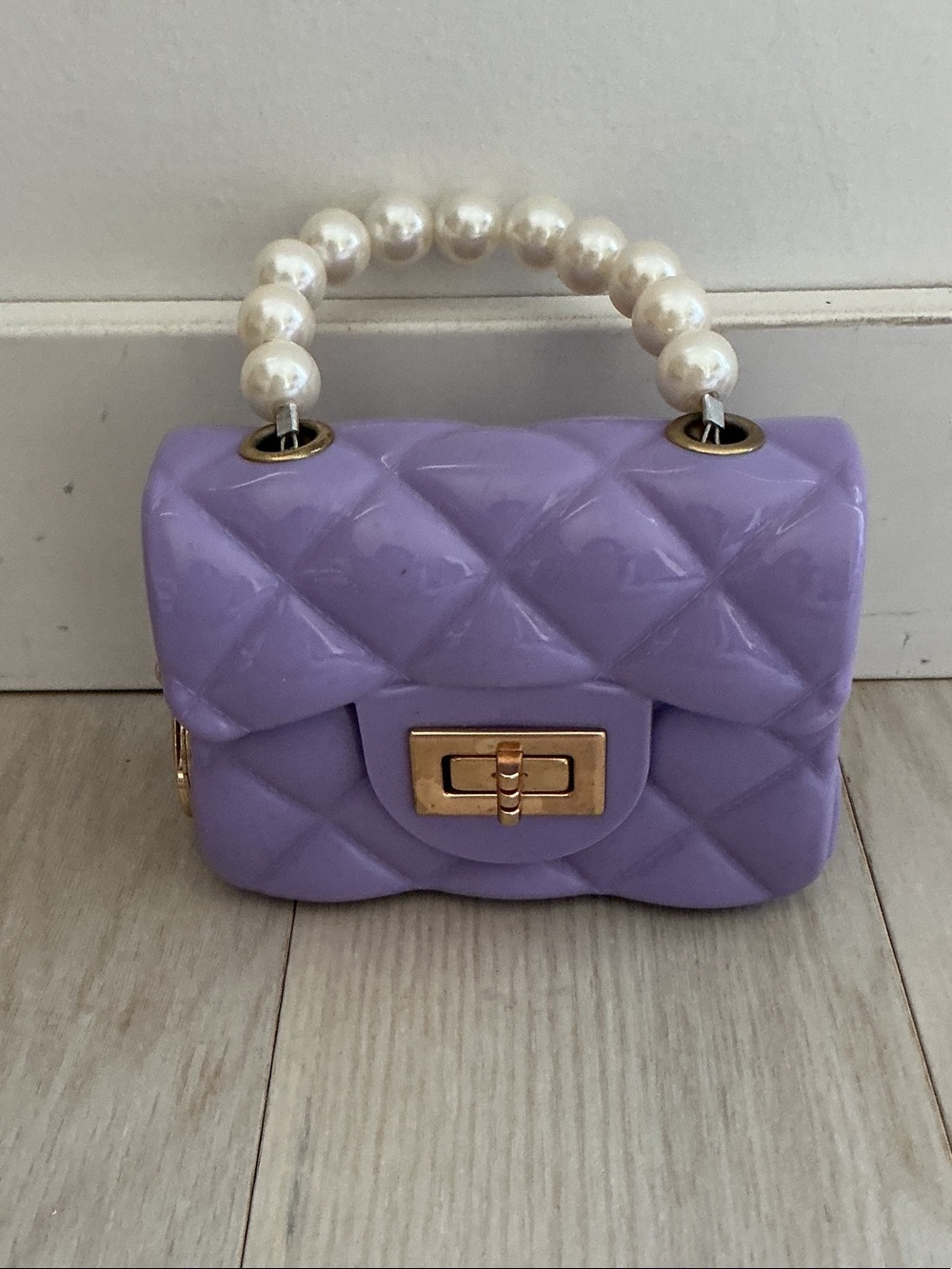 Lavender Quilted Pearl-Handle Mini Bag - Women